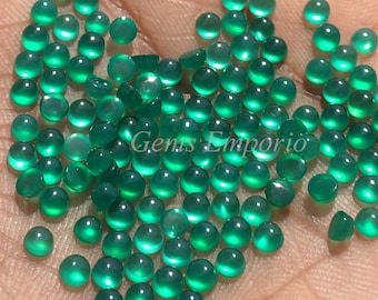 Calcedonia verde, cabujones redondos, tamaño 3 mm, piedra preciosa de alta calidad. Calcedonia teñida. Precio por lote.