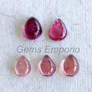 Natural PINK TOURMALINE Pear Cabochons. Size 7x5 mm, 8x6 mm. Beautiful Color and Luster With Inclusions. Sold per piece.