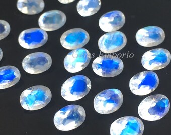 ブルームーンストーン 7 x 5 mm、ファセットオーバルジェムストーン