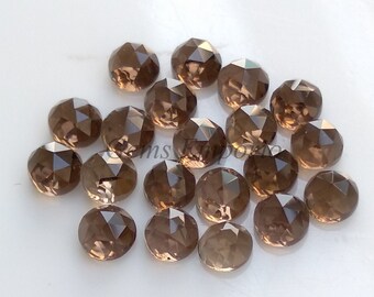 Smoky Quartz 5 MM Round Rose Cut Cabochons, Smoky Quartz Faceted Cabs, Priced by Lot.