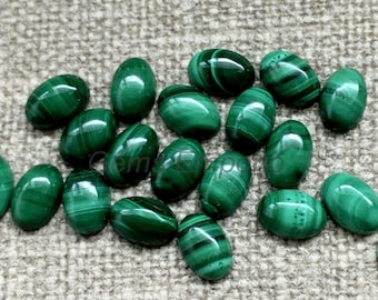 Natural Malachite, 6x4 mm, 7x5 mm, 8x6 mm Oval Cabochons, Smooth Cabs, Fine Quality Malachite Gemstone, Price Per Piece.