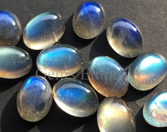 Natural Labradorite 14x10 mm Oval Cabochons. Excellent Quality Cabs. Price per piece.