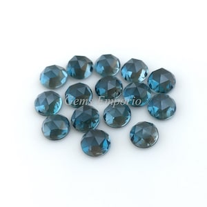London Blue Topaz 4 mm Rose Cut Round Cabochons, Intense Blue Color, Excellent Quality Topaz Gemstone, Price per Piece.