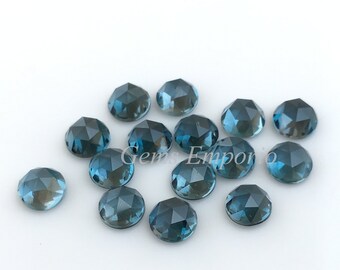 London Blue Topaz 3 mm Rose Cut Round Cabochons, Intense Blue Color, Excellent Quality Topaz. Sold per piece.