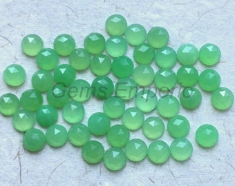 Chrysoprase 4 MM Rose Cut Round Cabochons. Chrysoprase Faceted Cabs / Price per piece.