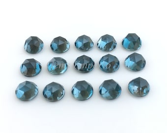 London Blue Topaz 5 mm Rose Cut Round Cabochons, Intense Blue Color. Excellent Quality London Blue Topaz. Price per Piece.