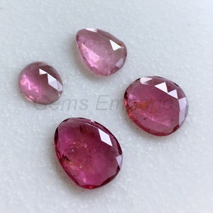 Pink Tourmaline Flat Rose Cut Cabs, Size Approx 12 mm, 15 mm, Faceted Slices, Good Color and Luster. Price For Piece.