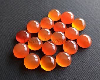 Cabochon En Pierre Cornaline - Rond 12 Mm - Orange Rouge - Neuf - EAN 7427039733397