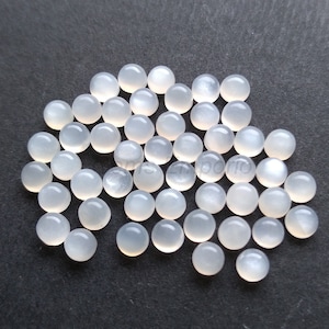 White Moonstone 2MM, 3MM Round Cabochons, Milky White Material With Sheen over the surface, Good Quality Gems, Price By Lot.