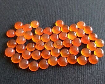 Pietra preziosa naturale di corniola, cabochon rotondi, dimensioni 4 mm, 5 mm, colore e lucentezza eccellenti, prezzo per lotto.