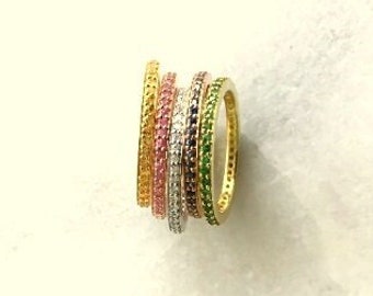 Diamond Engagement Band , 14k White Gold Ring, Stackable Ring, White Gold Band, April Birthstone Ring, Bridal Gift for Her, Diamond Stack