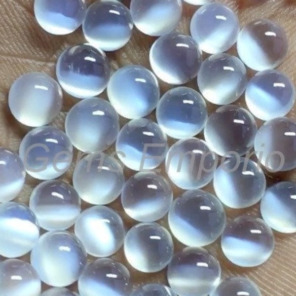 Ceylon Moonstone Round Cabochons, Sizes 5mm, 6mm, 7mm, Fine Quality Old Mine Moonstone, Excellent Power, Price By Lot.