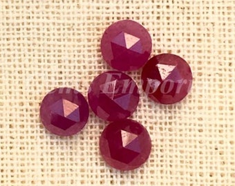 Ruby 4mm Rose Cut Round Cabochons. Natural Ruby Faceted Cabs / July Birthstone / Price per piece.