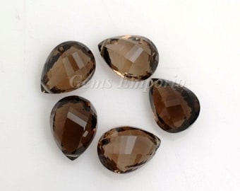 スモーキークォーツ 20x15x11mm ウェーブカットドロップス サイド