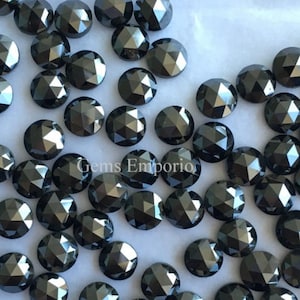 Natural Black Diamond Rose Cut Round, Size 5-5.5 mm, Black Diamond Round Faceted, Price per piece