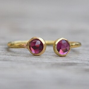 Rhodolite Garnet Ring, January Birthstone Ring, Handmade Ring, Bridesmaid Gift, 18K Gold Ring, Stackable Ring, Rosecut Gemstone Jewelry.