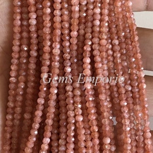 Sunstone Beads, Micro Faceted Round Beads, Size 2.90 mm, 13&quot; Strand. Super Fine Quality. Price per Strand