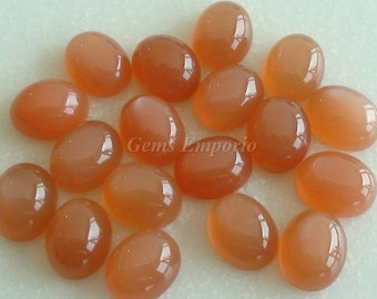 Peach Moonstone / Orange Moonstone 8x6 mm Oval Cabochons, Excellent Quality and Sheen, Priced per piece and by Lot