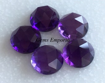 Amethyst 7 MM Rose Cut Round Cabochons. African Amethyst Faceted Cabs, February Birthstone, Price per piece.