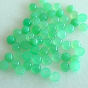 Chrysoprase 4 mm Round Cabochons / Fine Quality Sea Green Color / Green Chrysoprase Sold by lot