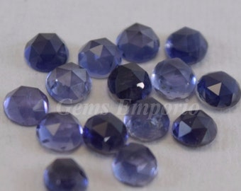 Iolite 3 MM Round Rose Cut Cabochons. Iolite Faceted Cabs / Priced by Lot size.