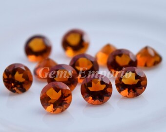 Citrin 5 mm facettierte runde, dunkelgelbe Farbe, feine Qualität. Designer Edelsteine. Lotlos verkauft.