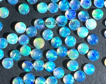 Natural Ethiopian Opal 3 mm Round Cabochons. Fine Quality Material with Amazing Color Play. Priced by lot.