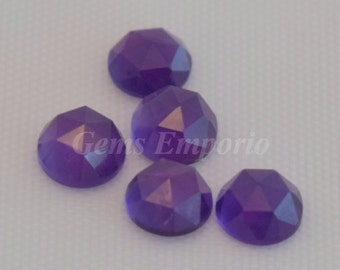 Amethyst 6 mm runde Cabochons im Rosenschliff. Amethyst facettierte Cabs / Februar-Geburtsstein / Preis pro Stück.