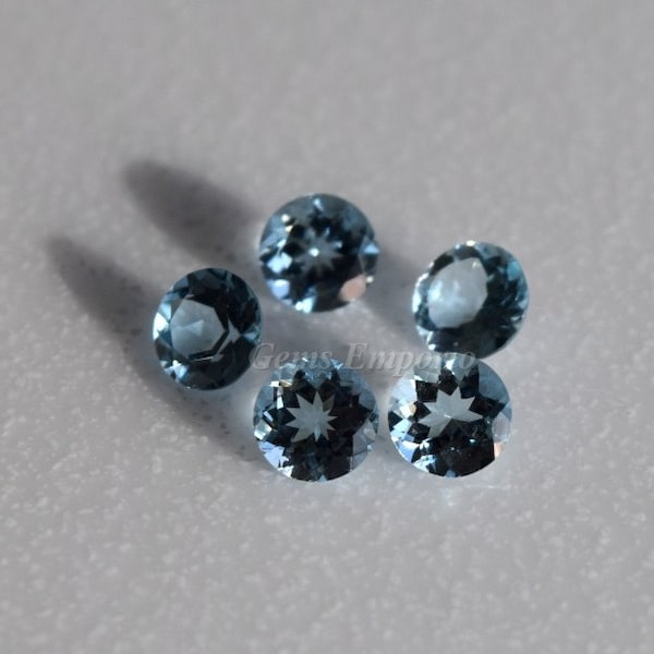 Aguamarina facetada redonda de 4 mm y 4,5 mm, piedra natal de marzo, gema fina de calidad AAA para joyería de diseño. Precio por unidad.