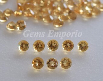 Natürliche Citrin, Größe 5 mm facettierte Runde, gelbe Farbe, feine Qualität. Designer Edelsteine. Verkauft per Stück.