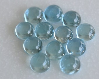 Natural Aquamarine Round Cabochons Size 3-6 MM. Dark Blue Color with Slight Inclusions. Price per piece.