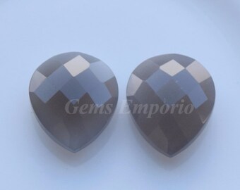 Grey Moonstone Faceted Pear Briolettes Drops / Size 12x10 mm Pear / Fine Quality / Priced per Pair.