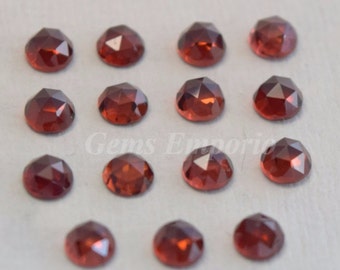 Red Garnet 4 MM Round Rose Cut Cabochons. Garnet Faceted Cabs / January Birthstone / Priced by Lot.