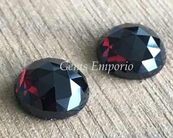 Natural Garnet, Round Rose cut Cabochons, Size 12 MM, Faceted Round Cabs, Good Quality. Price per piece.
