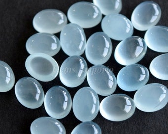 Milky Aquamarine Oval Cabochons Size 9x7 mm, 8x6 mm, 7x5 mm. Fine Quality Blue Color. Price per piece.