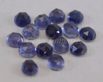 Iolite 4 MM Round Rose Cut Cabochons. Iolite Faceted Cabs / Price per piece.