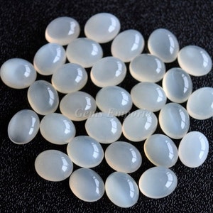 Cabochões ovais de pedra da lua branca 10 x 8 MM, pedras preciosas de boa qualidade. Preço por lote.