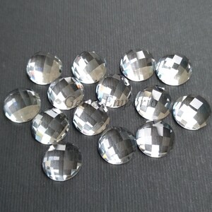 White Topaz Checker Cut Cabochons, Size 12 mm, Fine Quality Gemstone. Price per piece.