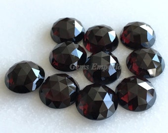 Garnet 13.5 MM Rose Cut Round Cabochons. Garnet Faceted Cabs / January Birthstone / Price per piece.