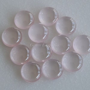 Natural Rose Quartz 12 mm Round Cabochons, Light Pink Clean Material, Priced per Piece.