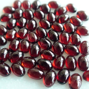 Natural Red Garnet 5x3 mm, 6x4 mm Oval Cabochons. Fine Quality and Excellent Color. Price per lot.