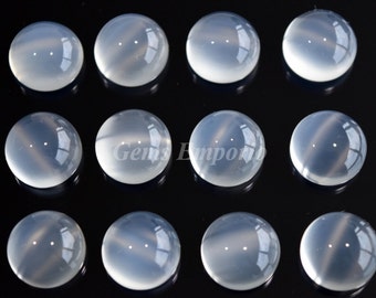 Natural White Moonstone Cats Eye in Centre 12 MM Round Cabochons / Rare Quality Old Mine Material / Translucent Material / Price per piece.