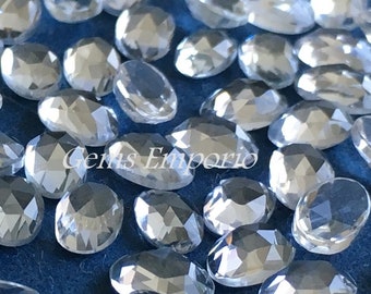 White Topaz Oval Rose Cut Cabochons, Size 6x4 mm, Fine Quality Gemstone, Prices by Lot (3 pcs)