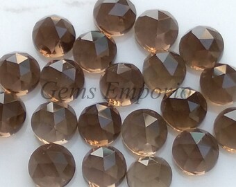 Smoky Quartz 4 MM Round Rose Cut Cabochons, Smoky Quartz Faceted Cabs, Priced by Lot.