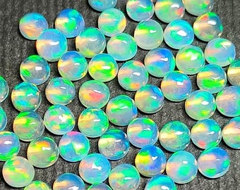 Natural Ethiopian Opal 3 mm Round Cabochons. Fine Quality Material with Amazing Color Play. Priced by lot.
