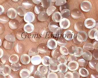 Ceylon Moonstone 3 MM Round Cabochons, Excellent Quality White Moonstone, Nice Sheen Over the Surface, Old Mines Cats Eye, Price By Lot.