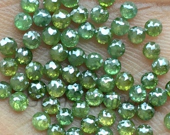 Diamante verde: Gema redonda facetada con talla rosa (1,5 mm - 3,5 mm)