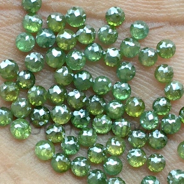 Green Diamond Rose Cut Rounds, Size 1.5 mm - 3.5 mm, Fancy Color Faceted Diamonds, Price per piece.