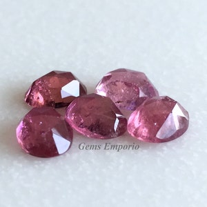 Natural Pink Tourmaline Rose Cut Oval Cabochons. Size 8x6 mm. Good Color and Luster. Sold per piece.
