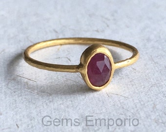Ruby Ring, Gold Vermeil Ring, July Birthstone, Handmade Ring, Birthday Gift, Ring for Mom, Minimalist Jewelry, Dainty Stack Ring